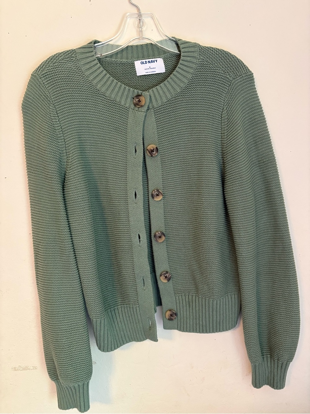 Old Navy Sage Green Button-Up Knit Cardigan